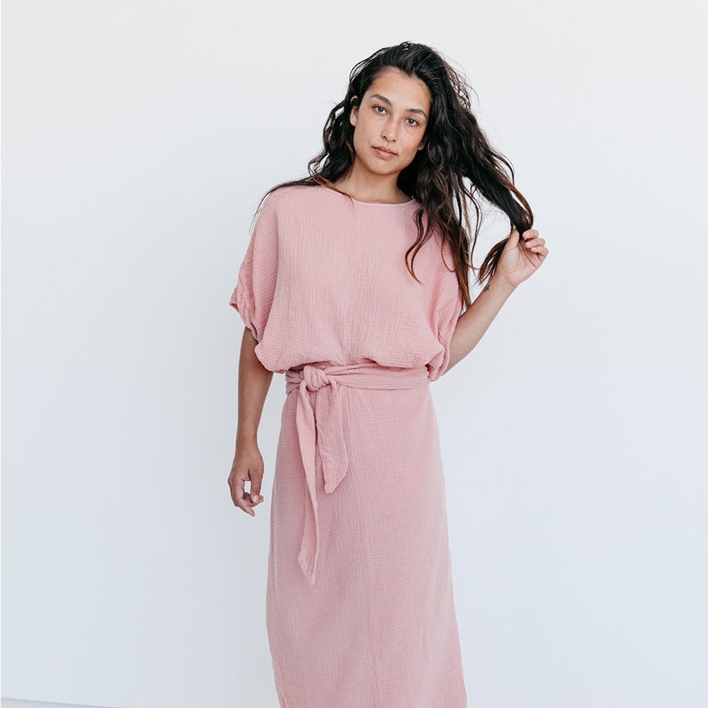 Suunday Dolman luxe Gauze cotton  Dress in Canyon Clay, XS